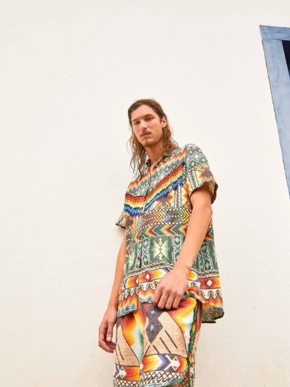 FARM Rio rare Beaded Fringe Button-Up in Multicolor Rainbow